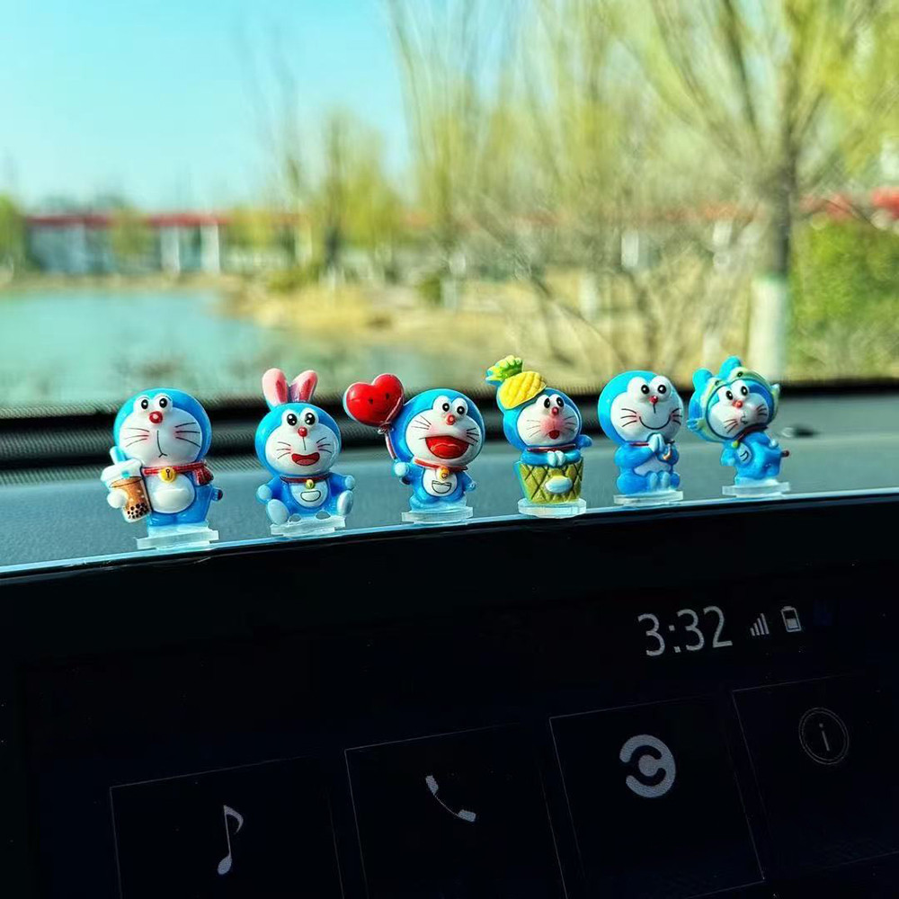 8ชิ้น/เซ็ตอะนิเมะมินิโดราเอมอนรูปของเล่นการ์ตูนเรซิ่นเครื่องประดับตกแต่งภายในรถ