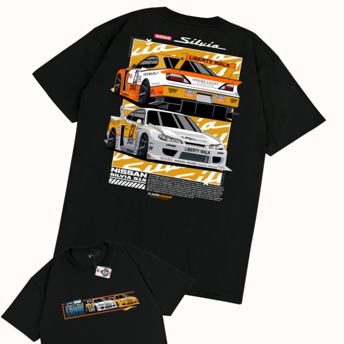 เสื้อยืด NISSAN SILVIA S15 LBWK Freedom Walk HITAM เสื้อยืดคอตตอนฤดูร้อน S-5XLSize S-5XL