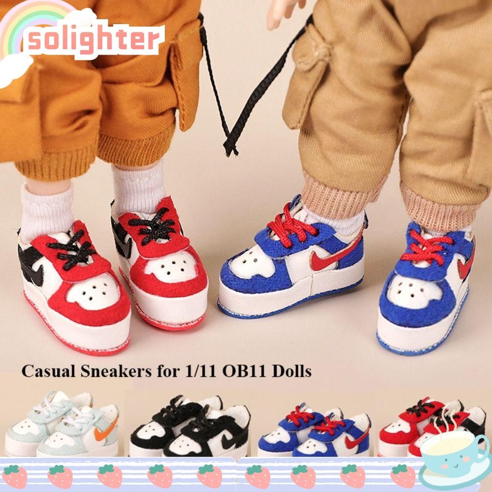 SOLIGHTER รองเท้าผ้าใบลําลอง, DIY กีฬารองเท้า,คุณภาพสูง PU Cozy ตุ๊กตาอุปกรณ์เสริมสําหรับ 1/11 OB11 ตุ๊กตา/สําหรับ 1/12 ตุ๊กตา BJD