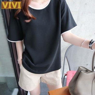 ฤดูร้อนผู้หญิงเสื้อยืดแขนสั้นคอกลม Causal Top T71