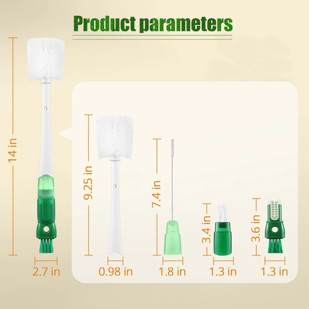 สินค้ามีคุณภาพ แปรงล้างแก้ว 5 in 1อเนกประสงค์ ด้ามยาว 36CM หมุนได้360องศา แปรงล้างขวดนม แก้วน้ำ ราคา ถูกที่สุด ดีลบีเคเค แกลเลอรีภาพที่ 2