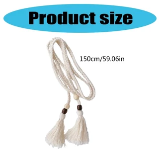 Braided Knot Waist Rope for Women Fabric Rope Chain Tassels Belt Dress Accessory