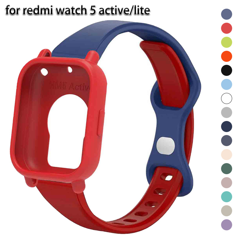 เคสซิลิโคนแบบสปอร์ต + สายซิลิโคนสําหรับ Redmi Watch 5 Active/lite Hollow Out Soft ฝาครอบป้องกันอุปกรณ์เสริมสําหรับ Redmi Watch Band