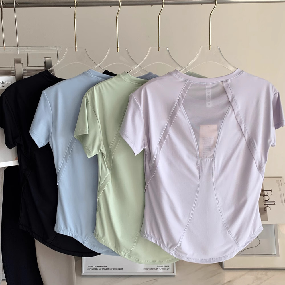 MAGIEYOGASports Top Cool Feeling Mesh Round Neck Quick Drying T-shirt Gym การออกกําลังกาย
