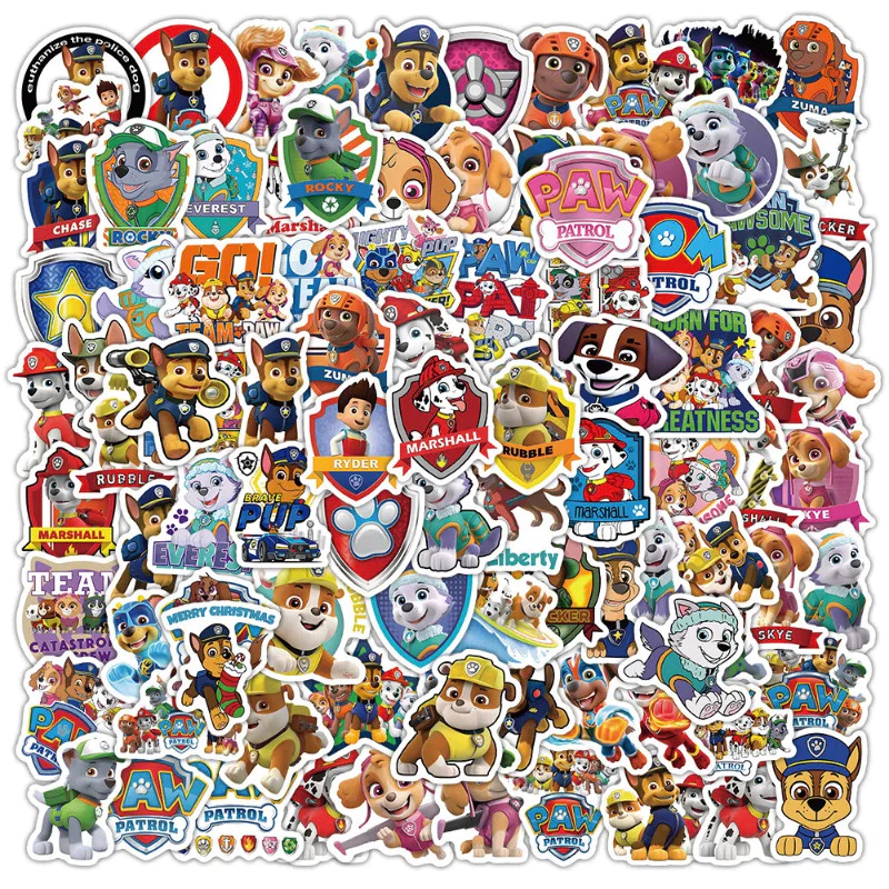 100 ชิ้น อุ้งเท้า ทีมสติกเกอร์การ์ตูนสติกเกอร์กราฟฟิตีเด็กรางวัลสติกเกอร์โน๊ตบุ๊คเครื่องเขียนกล่อง paw patrol