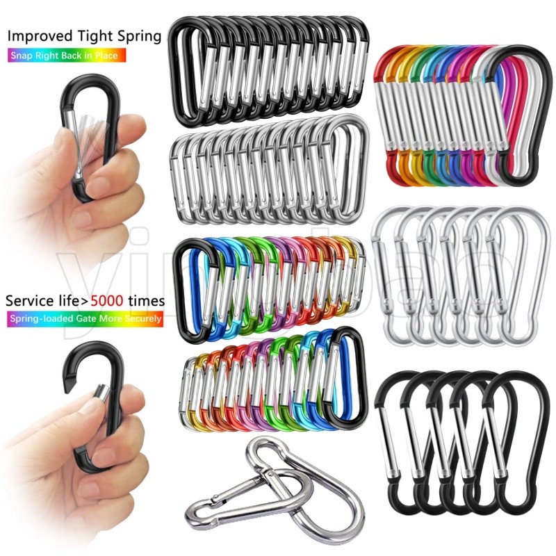 20PCS อลูมิเนียม Carabiner Key Chain คลิปกลางแจ้ง Camping พวงกุญแจ Snap Hook ขวดน้ําหัวเข็มขัดชุด Travel อุปกรณ์เสริมปีนเขา