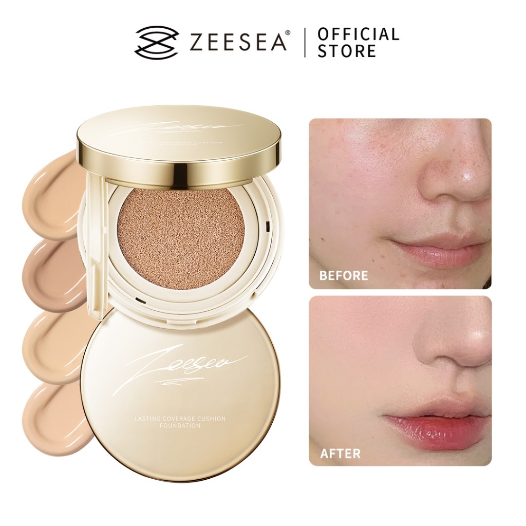 ZEESEA ซีส คอนซีลเลอร์ติดทนนานและเบาะควบคุมความมันกันน้ําและเหงื่อรองพื้นเรียบเนียนและไร้ที่ติ 12ก เหมาะสําหรับ 24 ชั่วโมง