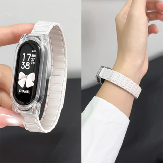 สายรัดห่วงแม่เหล็กสําหรับ For Xiaomi Mi Band 10 9 8 7 6 5 4 3 อุปกรณ์เสริมสายรัดกีฬาสร้อยข้อมือซิลิโคน for Miband 9/8/7/6/5/4/3 NFC