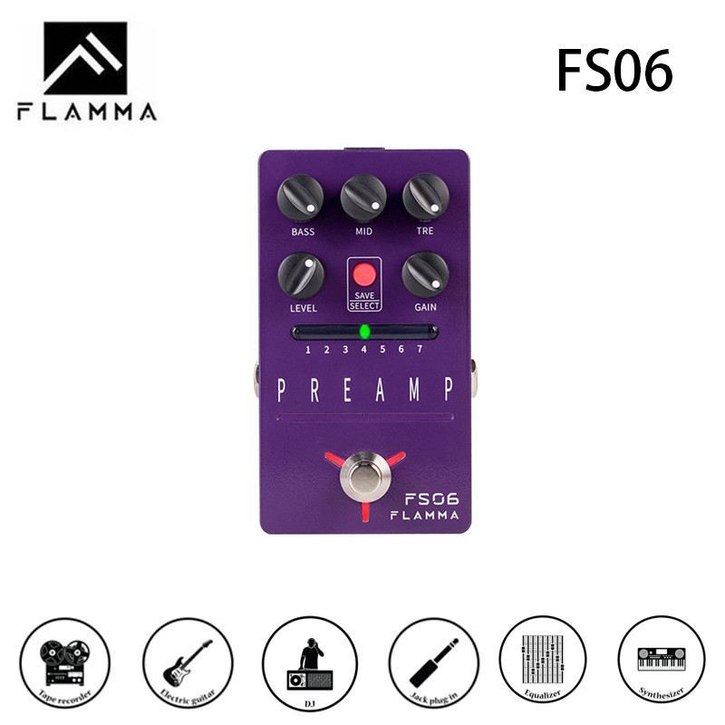 FLAMMA FS06 Digital Preamp Pedal กีตาร์ Effects Pedal พร้อมตู้ Build-in จําลอง 7 Preamp รุ่น Saveabl
