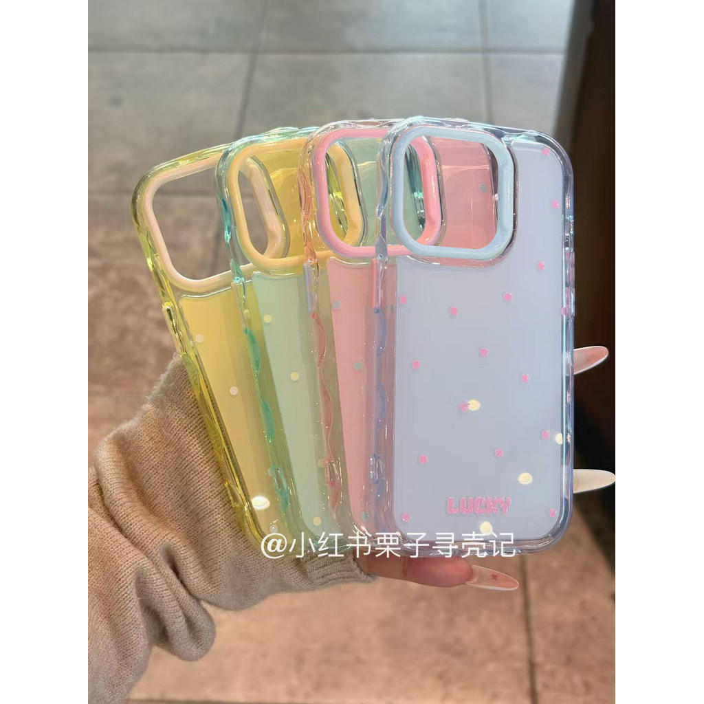 เคสโทรศัพท์ Girl Dopamine Polka Dot เหมาะสําหรับ iPhone16 15 14 13 11 12Promax 11Promax 12Pro 14plus 15Promax เคสกันกระแทก XT09