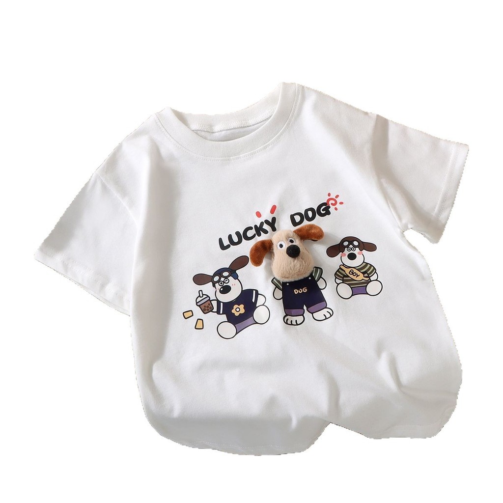 [ML] 90-150 ซม.เด็กตุ๊กตาสามมิติผ้าฝ้ายแท้เสื้อยืดแขนสั้นการ์ตูนเวอร์ชั่นเกาหลี Baby Top - รูปที่ 3