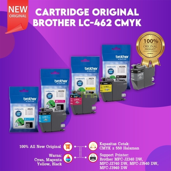 Brother Ink LC-462 BK/C/M/Y สําหรับ MFC-J3540DW หมึก LC462 ดั้งเดิม