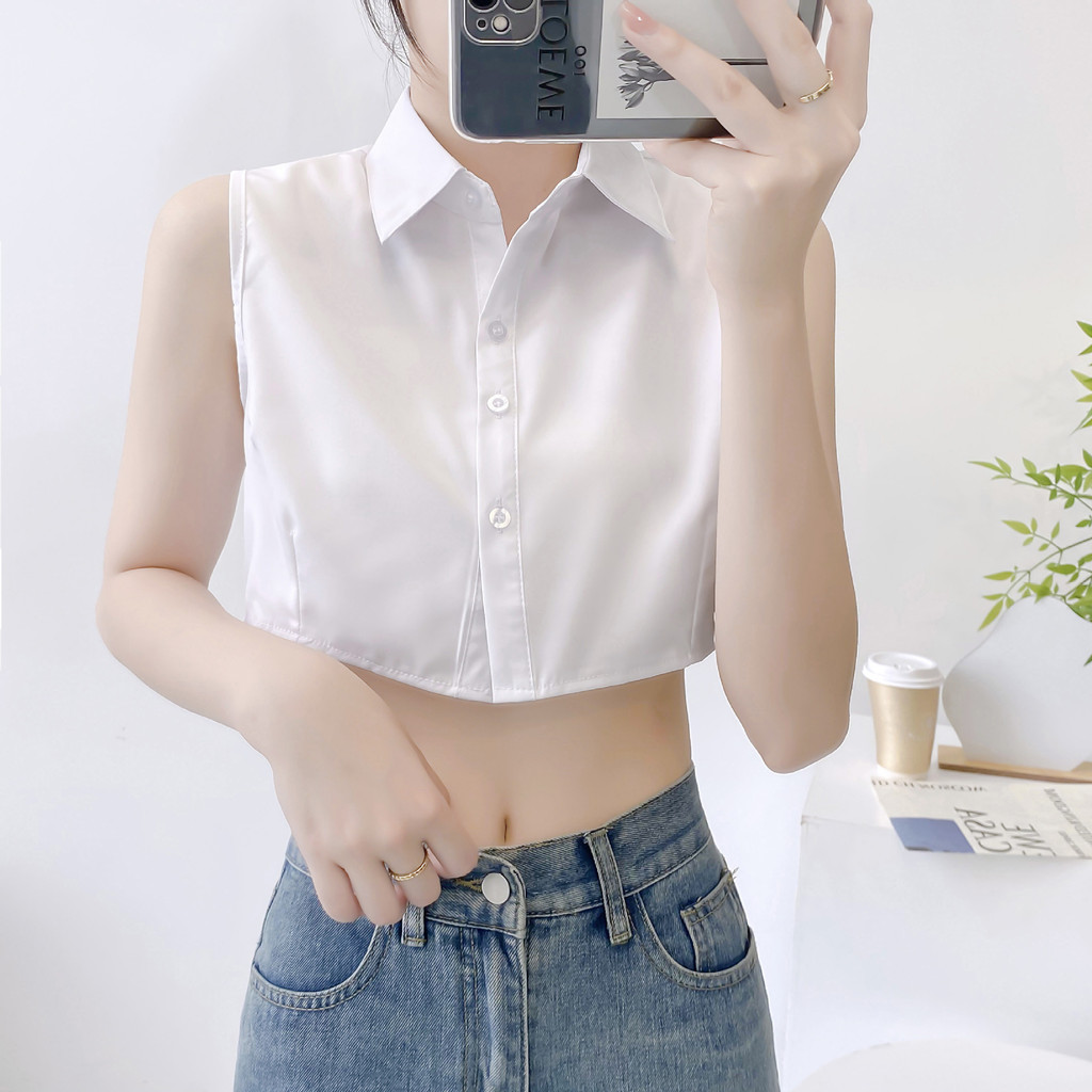 ใส่ธุรกิจสไตล์เกาหลีปกปลอมชุดทุกการแข่งขันเสื้อกันหนาวตกแต่งปกเสื้อกั๊กฐานเสื้อ - รูปที่ 2