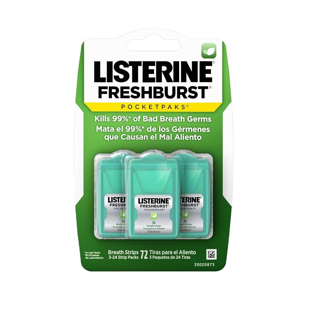 Listerine Freshburst Pocketpaks Breath Strips Kills Bad Breath Germs (1กล่อง/3Pack) แผ่นแปะลิ้น