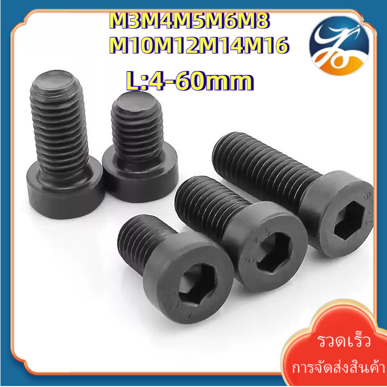 [LY1-XS-1] M3M4M5M6M8M10M12M14M16 น็อตดำ หัวจม เกรด 12.9 แข็งพิเศษ สกรูชุบแข็งดำ เกลียวมิล Hex Socket Head Cap Machine Screw