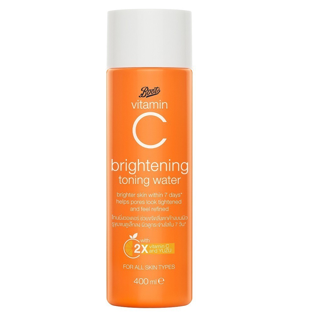 BOOTS VITAMIN C บู๊ทส์ วิตามิน ซี ไบรท์เทนนิ่ง โทนนิ่ง วอเตอร์ 400 มล. [ **400mL** Toners ]