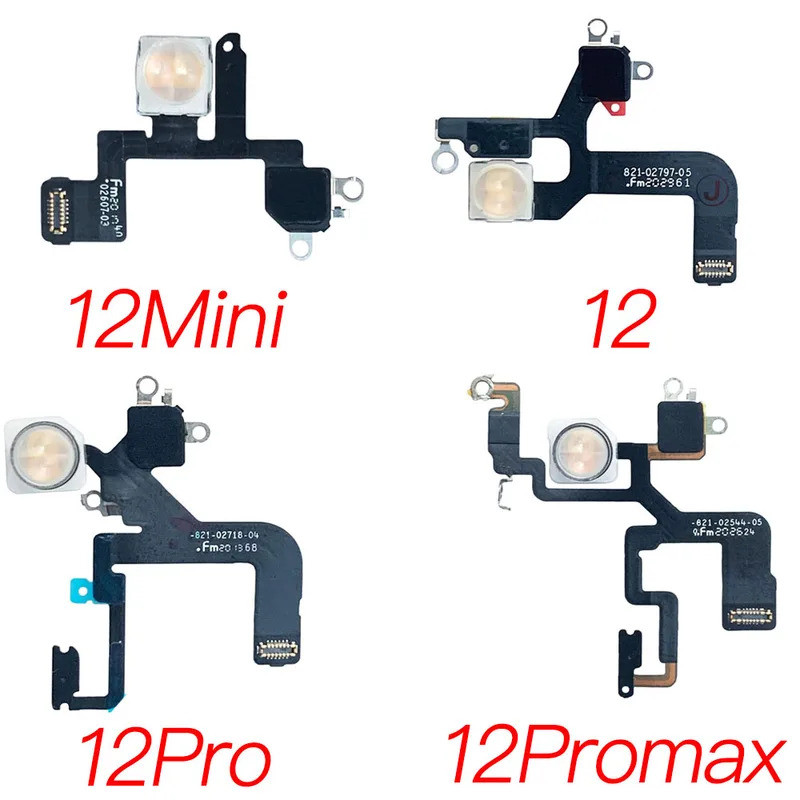 Led Flash Light Flex Cable Replacement สําหรับ iPhone 12 Mini Pro Max พร้อมไมโครโฟน