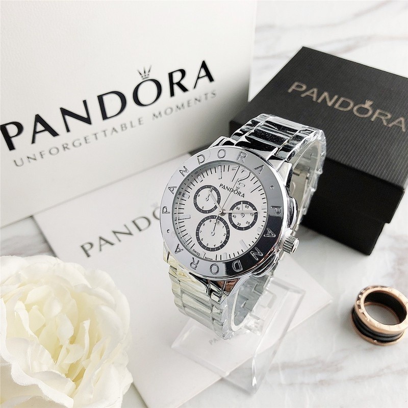 Casual Classic Pandora นาฬิกาข้อมือตกแต่งสามตาสร้อยข้อมือ Pandora นาฬิกาข้อมือผู้หญิง/ผู้ชาย 40.4MM