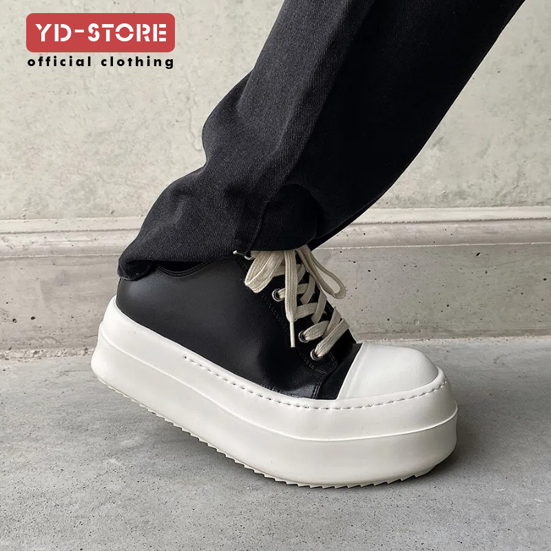 ยุโรปอเมริกัน Niche ของแท้หนัง Big Toe Daddy รองเท้า IG คู่รองเท้าผ้าใบลําลอง All-Match หนา Soled เพิ่มความสูงผู้ชายผู้หญิงรองเท้าสบายๆ