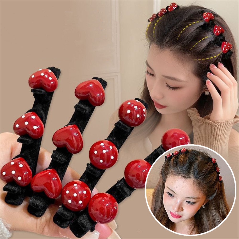Anchor Red Double-layer Braided Hair Artifact กิ๊บติดผมคลิปด้านข้างหน้าผาก Bangs Duckbill คลิปอุปกรณ์เสริมผมหัก