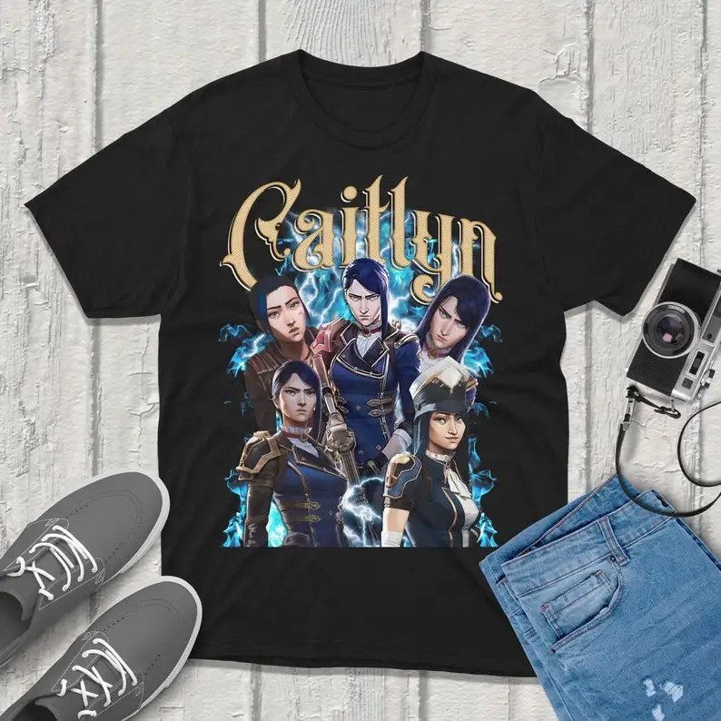 [Arcane] caitlyn Arcane เสื้อยืด unisex VINTAGE streetwear เสื้ออะนิเมะเครื่องแต่งกาย fanmerch สินค้าพัดลม Gift