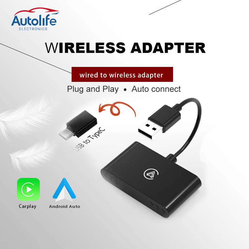 Carplay Android auto ไร้สาย wireless carplay adapter Plug and Play แบบใช้สาย เป็นไร้สาย USB ดองเกิล 