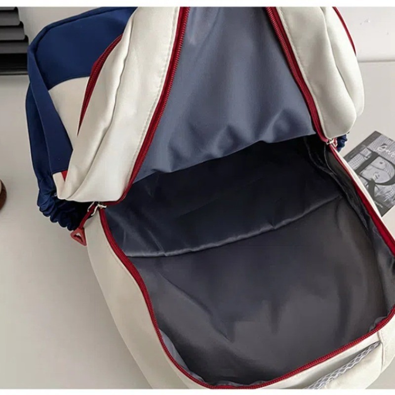 แฟชั่นใหม่เวอร์ชั่นเกาหลีที่เรียบง่ายนักเรียนกระเป๋าเป้สะพายหลังอินเทรนด์ตัดกันตัวอักษรความจุขนาดใหญ่สบายๆอเนกประสงค์คอมพิวเตอร์ - รูปที่ 5