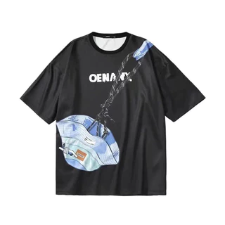 ฤดูร้อน เสื้อยืดคู่รักแขนสั้นพิมพ์ลายโดปามีน กระเป๋าซิป กระเป๋าหมวกแฟชั่นใหม่