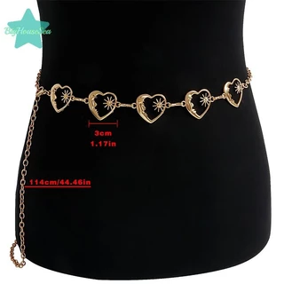 [BigHouseSea] Harajuku Punk Moon เข็มขัดโลหะผู้หญิง Vintage Punk Gothic Moon Sun เอวสูงเข็มขัดจี้เข็มขัดหญิงใหม่