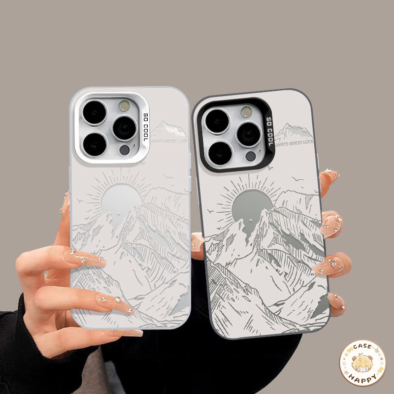 เคสไอโฟน 16 15 สำหรับ IPhone 11 13 14 12 Pro Max XS X XR Max 13 8 16 7 15 14 Plus SE 2020 ภูเขาหิมะที่เรียบง่ายแฟชั่น