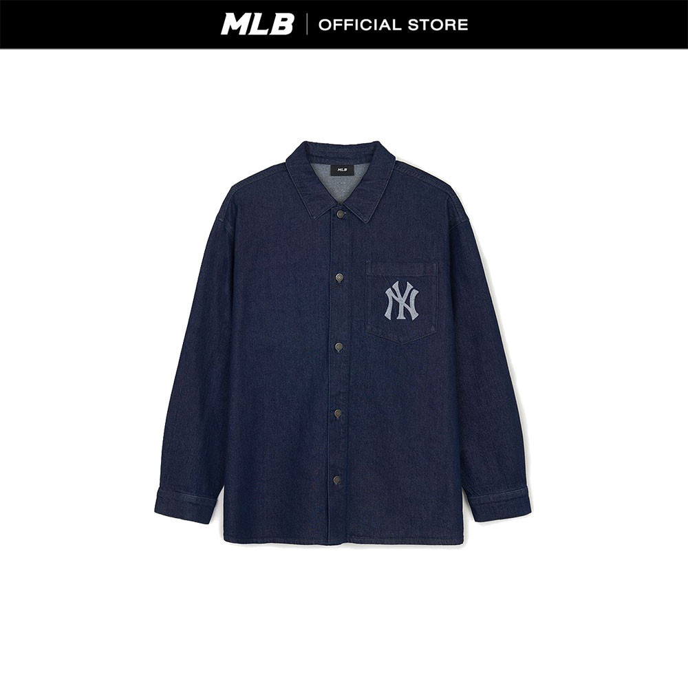 MLB เสื้อเชิ้ตยีนส์ ยูนิเซ็กส์ Denim Gradation Monogram รุ่น 3ADRM0344 50NYD สีกรมท่าเข้ม