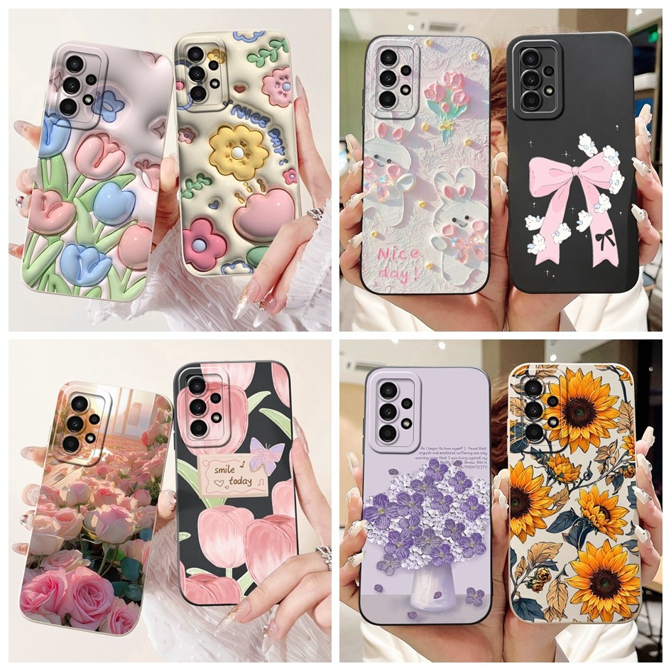 สําหรับ Samsung Galaxy A23 4G 5G กรณี SM-A236B SM-A235F 23 กันกระแทกดอกไม้ยอดนิยมกระบองเพชรซิลิโคนอ่อนนุ่มเคสโทรศัพท์