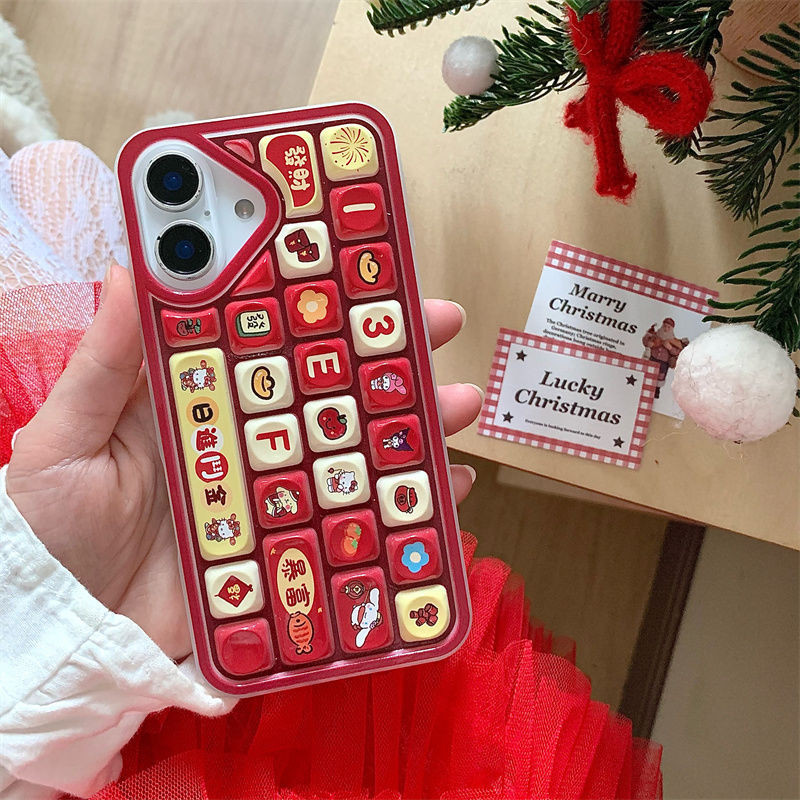 เทพเจ้าแห่งโชคลาภสําหรับ Apple 16plus เคสโทรศัพท์กด Iphone15promax ใหม่ 16pro ป้องกันการล่มสลาย 14Pro ซิลิโคน 12Pro หญิง 13 คีย์บอร์ด Xs เคสป้องกัน