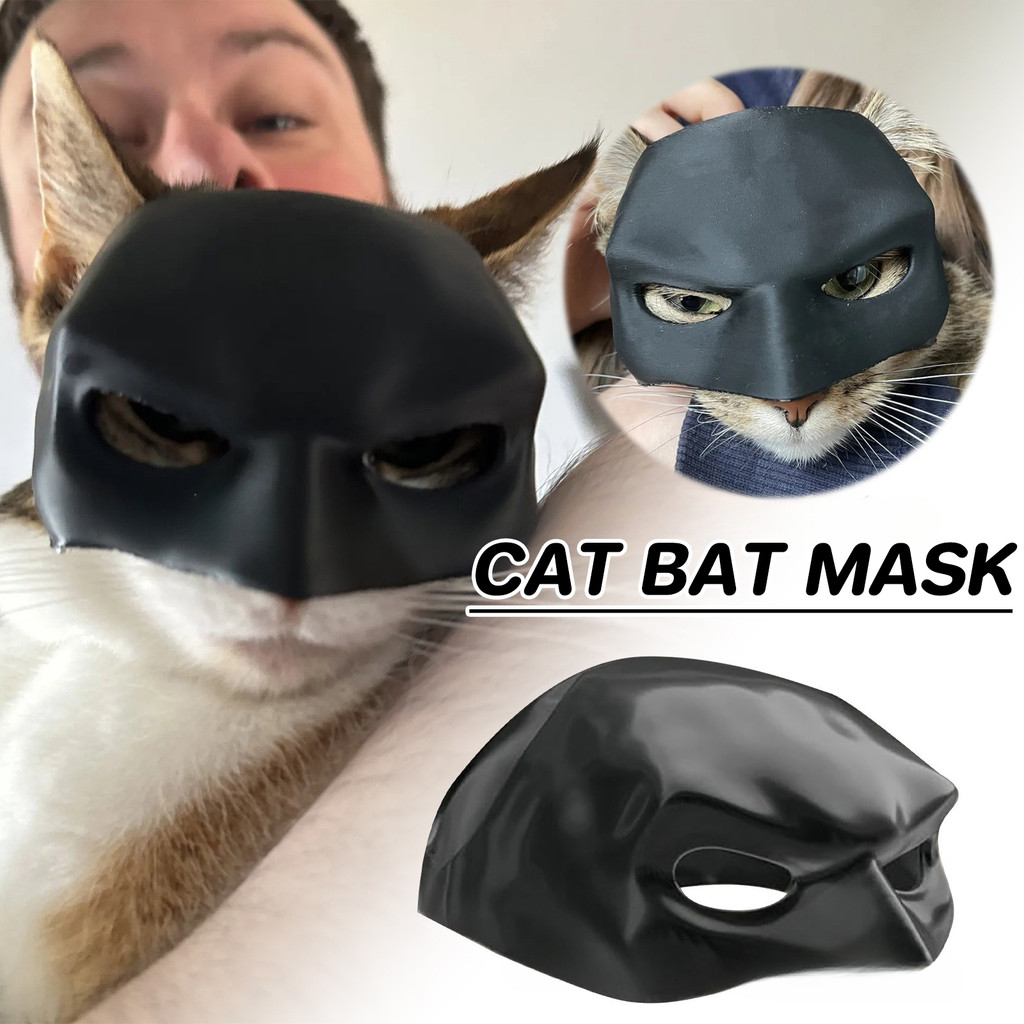 COD หมวกสัตว์เลี้ยง หน้ากากแบทแมน Half Face Cat Mask แบทแมว ของตกแต่งคอสเพลย์ ตลกและน่ารัก
