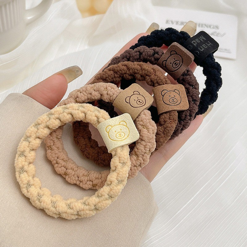 ยืดหยุ่นสูงที่เรียบง่ายเชือกผมแฟชั่นเกาหลีหมีผมแหวนอุปกรณ์ผมสําหรับผู้หญิงสาว