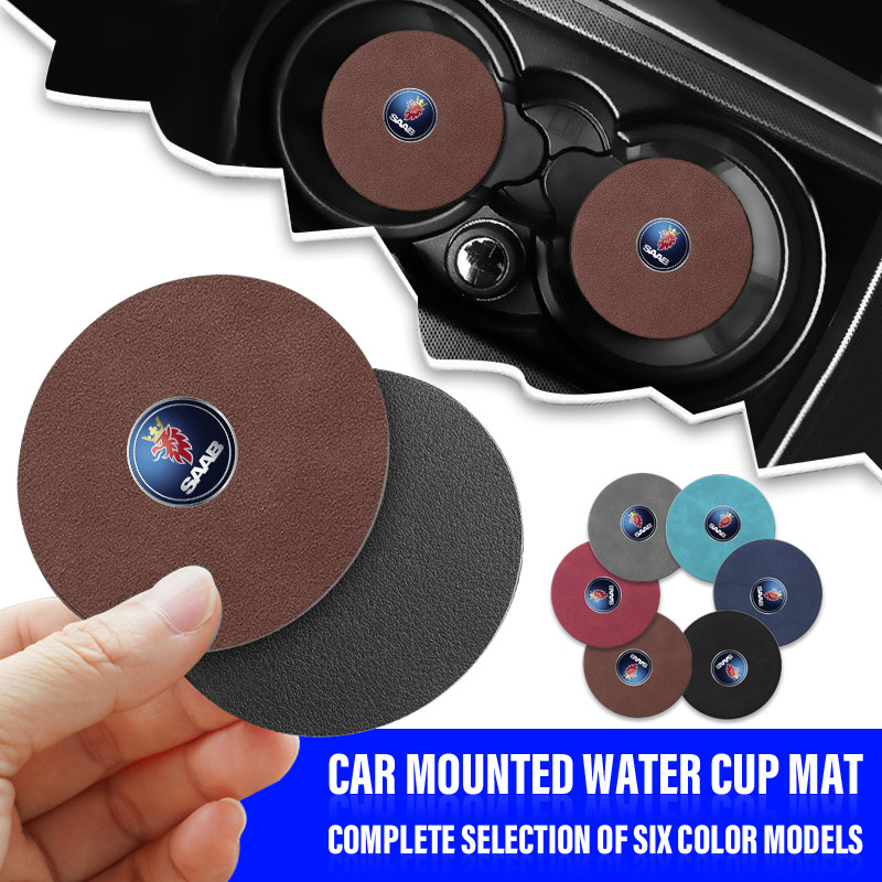 2pcs รถ Anti-slip ถ้วยน้ําฉนวนกันความร้อน Suede Decor Coaster สําหรับ SAAB 93 900 Vector Aero Pantal