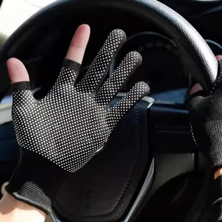ถุงมือไนลอนกันลื่น 1/5 คู่สําหรับงานเพื่อความปลอดภัย - ขี่จักรยานกลางแจ้งถุงมือหน้าจอสัมผัสครึ่งนิ้วระบายอากาศ
