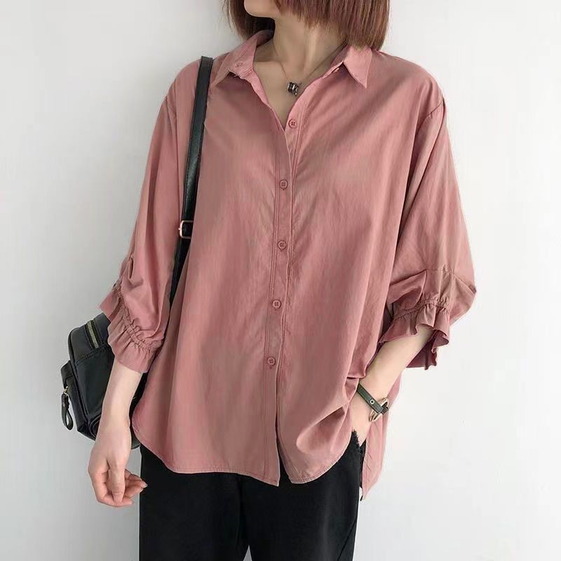 ฤดูใบไม้ผลิและฤดูร้อนใหม่เกาหลีหลวมผู้หญิงเสื้อแฟชั่นด้านบนกับแขนโคมไฟ - รูปที่ 4