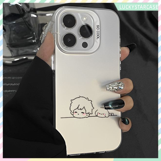 เคสไอโฟนหรูหราไฮโซ ภาพวาดปากกาเจน เคสโทรศัพท์ For IPhone 11 13 12 14 15 16 Pro Max 8P 7Plus X XR XS Max SE เคส กันกระแทก