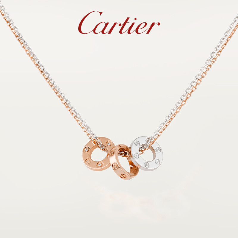 [พร้อมกล่องบรรจุภัณฑ์] Cartier Cartier LOVE Series Necklace Rose Gold White Gold Diamond Necklace [G