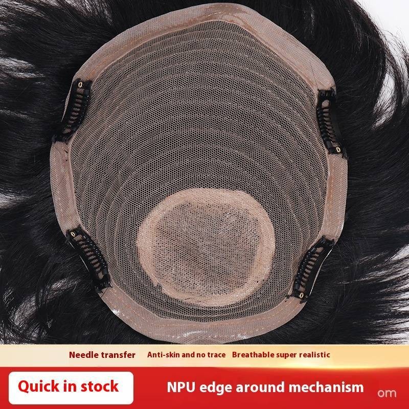 100% ผมมนุษย์ผู้ชาย Toupee แฟชั่นและหล่อสไตล์ 10 ซม.ผมชิ้น Breathable สุทธิผมเปลี่ยนสีธรรมชาติ