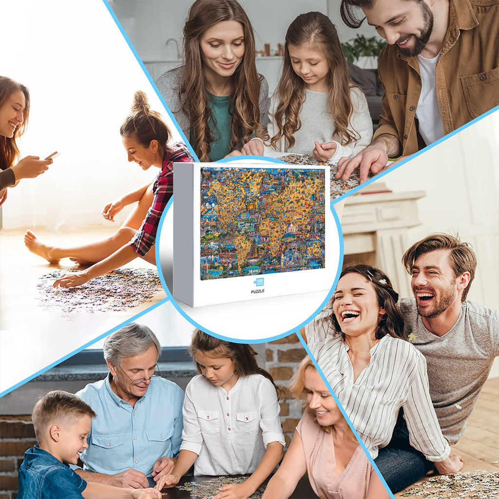 ใหม่แผนที่โลก 300 500 1000 ชิ้นจิ๊กซอว์ปริศนาตกแต่งบ้านเกมของขวัญ B - รูปที่ 2