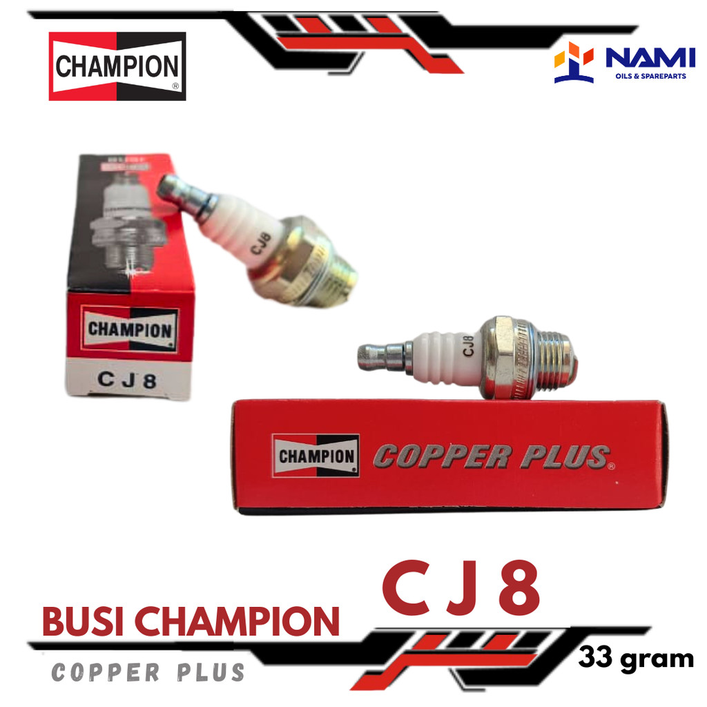 MESIN *CHAMPION SPARK PLUG CJ8 / CJ 8* สําหรับเครื่องตัดหญ้า สําหรับเลื่อยยนต์ VICTA - ของแท้