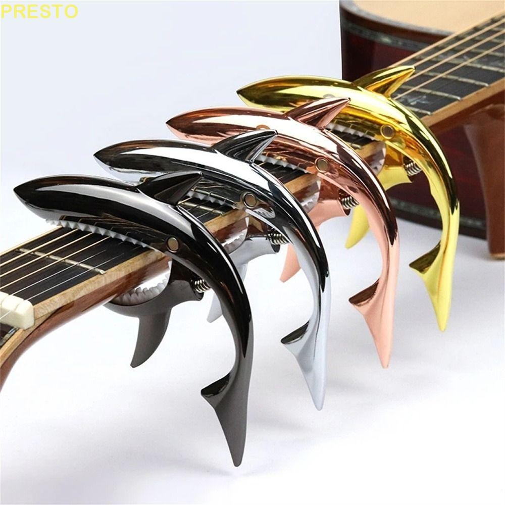PRESTO Shark Guitar Capo Acoustic Tuner Universal กีตาร์ไฟฟ้าเครื่องดนตรีคุณภาพสูงอุปกรณ์เสริม Shark