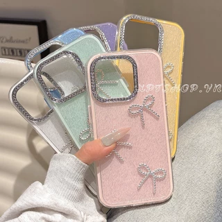 Bowknot GLITTER เคสโทรศัพท์อะคริลิคสําหรับ iPhone 17 Pro Max 17 Air 16 15 14 13 12 11 กันกระแทกป้องกันปลอก