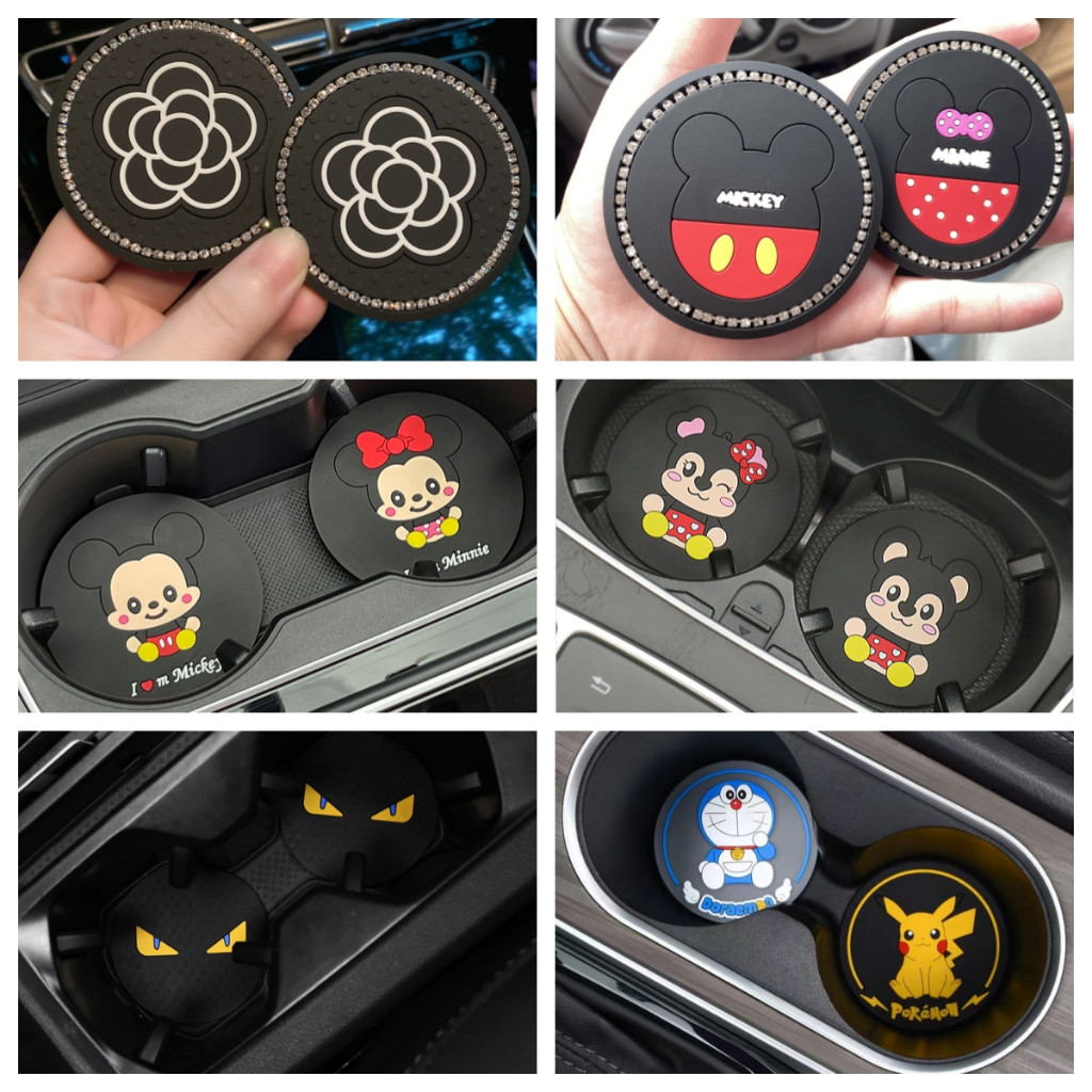 ที่รองแก้วรถยนต์ 2 ชิ้นซิลิโคนกันลื่นที่วางแก้ว Bling ใส่ที่รองแก้วเหมาะสำหรับภายในรถยนต์ส่วนใหญ่