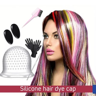 หมวกซิลิโคนย้อมผม ทำไฮไลท์ผม พร้อมเข็มดึงผม Hair dye cap