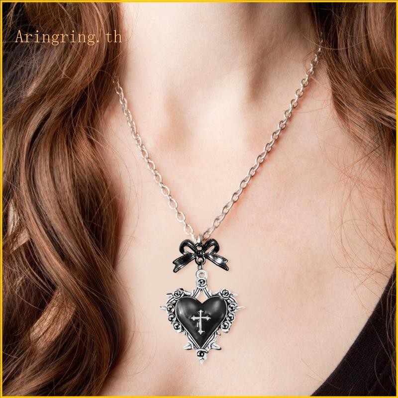 ARIN Gothic Chokers สร้อยคอ Love Heart Bowknot Crosses จี้สําหรับผู้หญิงอินเทรนด์