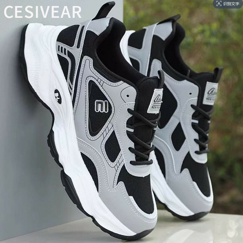 【CESIVEAR】รองเท้าผู้ชายขายดีฤดูใบไม้ผลิและฤดูใบไม้ร่วงใหม่ รองเท้ากีฬาแบบหลายสไตล์ รองเท้าวิ่งเพิ่มความสูง รองเท้าตาข่ายแบบสบาย