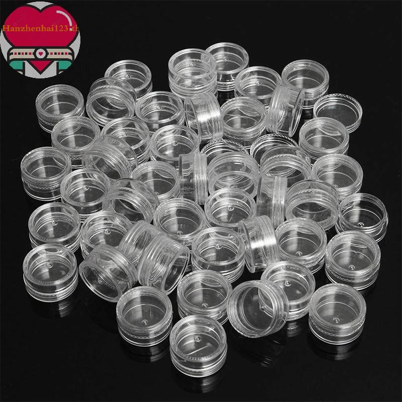 HANHAI 50 ชิ้นขวดครีมใสขวดเครื่องสําอางคอนเทนเนอร์หม้อโปร่งใสสําหรับเล็บ TH